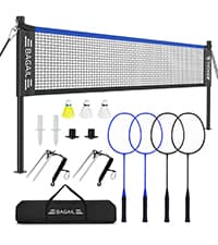 BAGAIL Badminton Net, Height Adjustable Kids Volleyball Net, Foldable Nylon Net 10 ft/14ft/17ft Wide, Tennis Net, Small Pickleball Net for Backyard Game and Indoor Outdoor Use, Easy Setup
