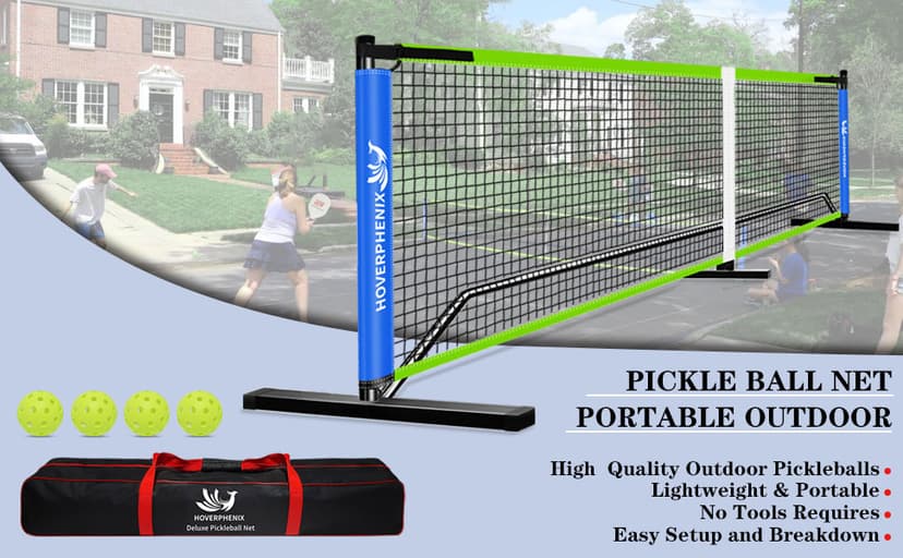 22FT Regulation Size Pickleball Net for Driveway, Outdoor Balls and Portable Carry Bag, Weather Resistance Strong Steel Frame