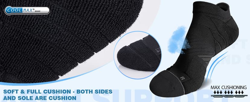 Hylaea No Show Running Athletic Anti-Blister Wicking Coolmax Socks, Seamless Anti-odor