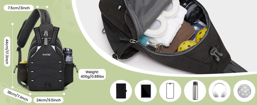 G4Free Pickleball Bag, Crossbody Sling Bag for Men Women, Pickleball Backpack, Pickle Ball Paddle Bag Gifts for Sports