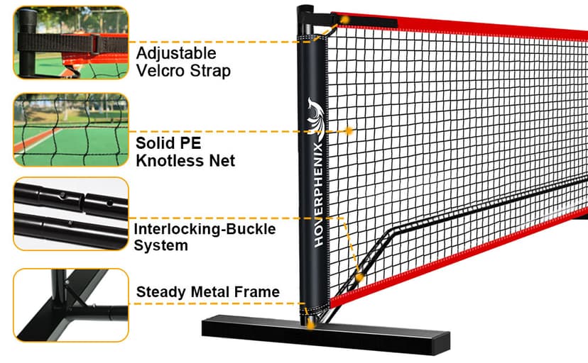 Pickleball Set with Net for Driveway, Portable Regulation Size Pickleball Net System with Paddle Set of 4, Outdoor Pickleballs, Carry Bag, Weather Resistant Metal Frame