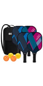 Pickleball Paddles Pickleball Set 7-ply Basswood Wooden Pickleball Rackets Set of 4 with 6 Balls and 1 Carry Bag, Pickleball Equipment for Beginner to Intermediate with Extra Edge Guard