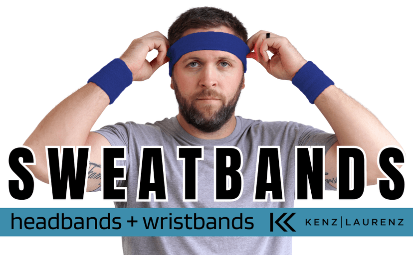 Kenz Laurenz Sweatband Set Cotton Sports Headband Terry Cloth Wristband Moisture Wicking Sweat Absorbing Head Band Athletic Exercise Basketball Wrist Sweatbands and Headbands