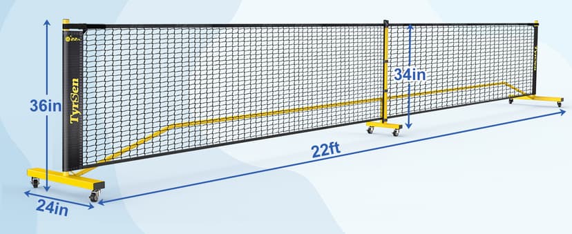 Pickleball Net Set, Pickleball Net on Wheels for Driveway Backyard, 22FT Regular Size, 4 Pickleball Paddles & 6 Balls, 12 Court Markers, 1 Carry Bag, Pickleball Set for Indoor Outdoor Play