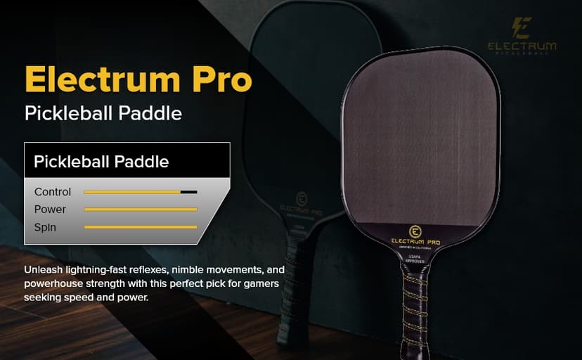 Paddle USAPA Approved | Carbon Fiber Surface | Polypropylene Honeycomb Core | Best Paddle for Spin and Power | Lightweight