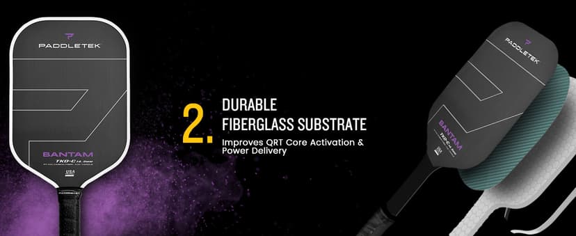 Paddletek Bantam TKO-C 14.3mm Pickleball Paddles with Polymer Honeycomb Core - Unidirectional Carbon Fiber – Torsional Weighting & High Tack Performance Grip - USAPA Approved - 5.25 Inch Handle