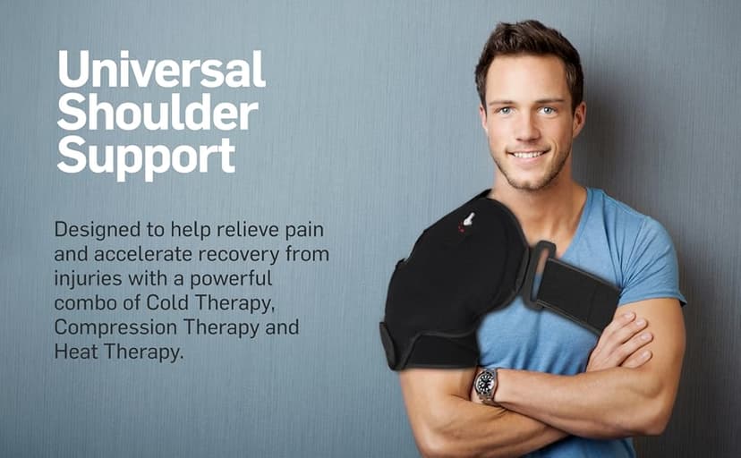NatraCure Hot or Cold Therapy Shoulder Ice Pack Wrap, Shoulder Brace for Shoulder Pain Relief - (Heating Pad for Rotator Cuff Injuries, Surgery, Gym Injuries, Baseball, Pitching Injuries) - 6032