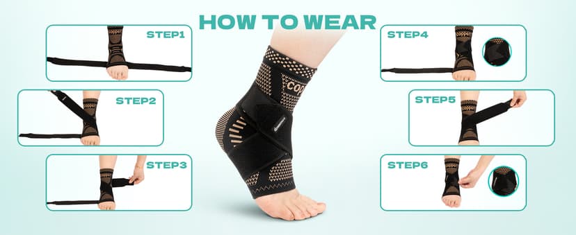 INDEEMAX Ankle Brace for Women & Men, Ankle Compression Sleeve Support Copper Infused Ankle Brace for Sprained Ankle, Plantar Fasciitis Sports, Achilles Tendonitis Pain Relief, Copper Black, M