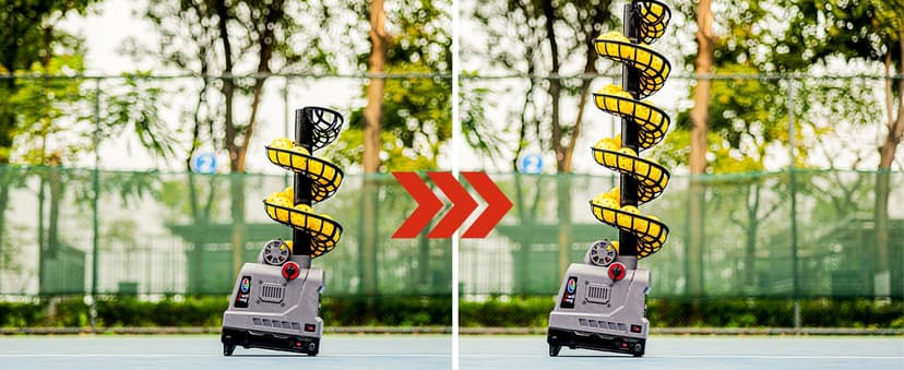 681PBH Pickleball Machine with Auto Swing, 3 Angles & 4 Speeds Adjustable, Portable Pickleball Launcher for Indoors & Outdoors Practice, Powered by Power Bank/Batteries/AC Power, for Beginners