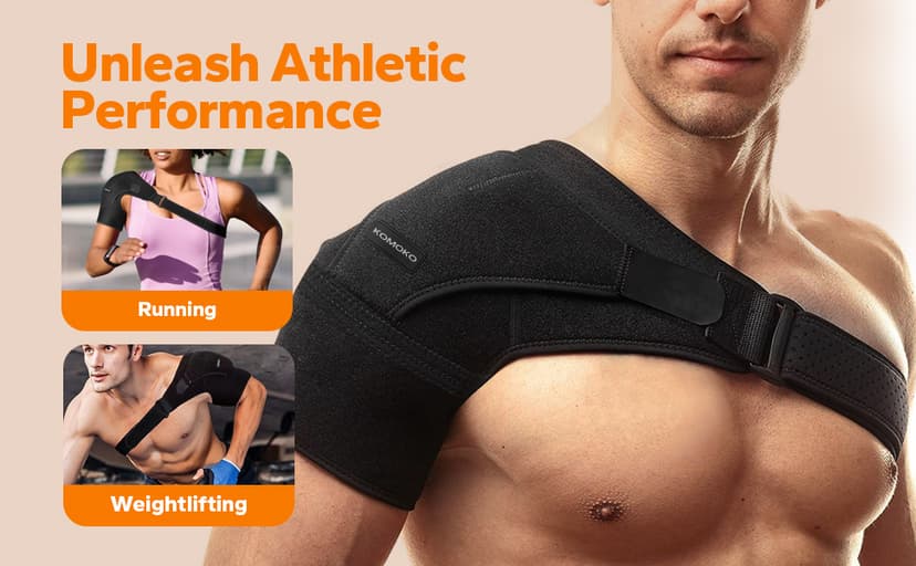 Komoko Shoulder Brace, Rotator Cuff Support Brace and Arm Sling for Pain Relief, Shoulder Compression Sleeve for Preventing Strains and Dislocation, Adjustable Fits Left and Right Arm, Men & Women