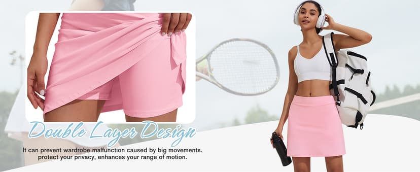 Ekouaer Women's Active Performance Skort Lightweight Skirt for Running Tennis Golf Workout Sports