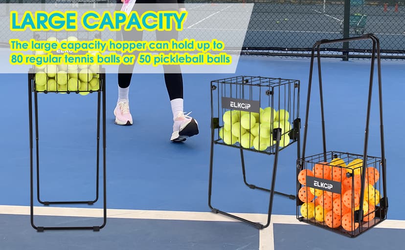 Portable Pickleball & Tennis Ball Collector - Pickleball Retriever Basket Carrier Gatherer Picker Hopper Container for Picking and Storage Training Tool for Ball