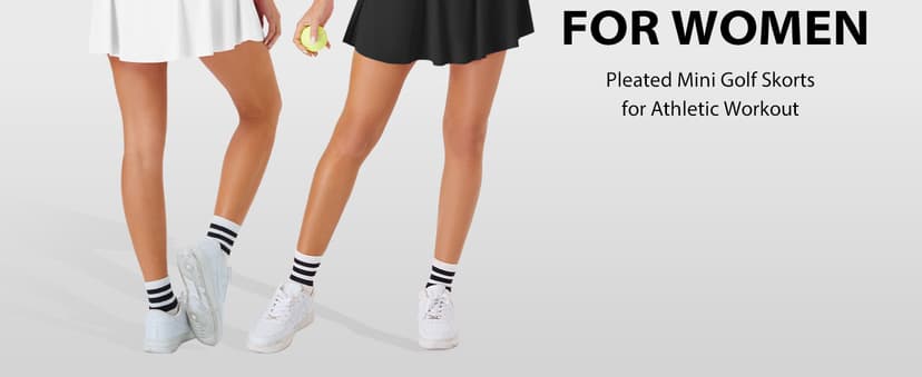 FireSwan Tennis Skirt for Women with Pockets Shorts Crossover High Waisted Pleated Golf Skorts Athletic Workout Skirts