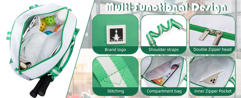 Pickleball Bag, Pickleball Bags for Women and Men,Pickleball Paddle Bag Large Capacity can Hand-Carried or Crossbody.