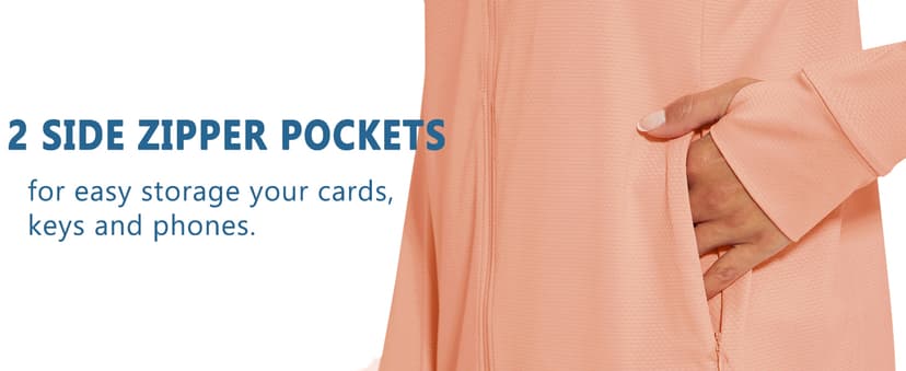 MAGCOMSEN Women's UPF 50+ Lightweight Athletic Jacket Sun Protection Full Zip Long Sleeve Shirts Hiking Outdoor Pockets
