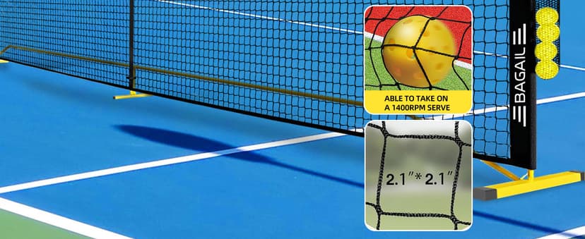 BAGAIL Portable Pickleball Net Set, 22 FT Regulation Size Pickle Ball Net with Ball Collector, Carry Bag, Easy Setup for Outdoor Indoor Driveway - Red