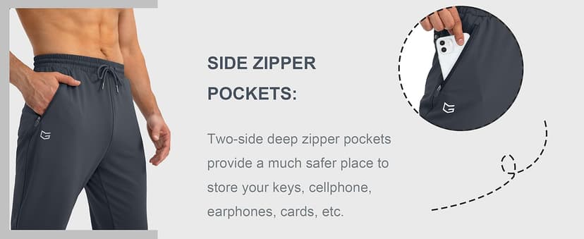 G Gradual Men's Sweatpants with Zipper Pockets Tapered Joggers for Men Athletic Pants for Workout, Jogging, Running