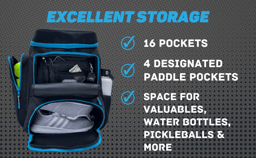 Pickleball Bag for Men and Women - Fits 2 to 4 Paddles - Shoe Compartment, Fence Hook, Storage Pockets for Water Bottles, Pickleballs, Clothing, Racquet/Paddle Storage - Pickle Ball Backpack
