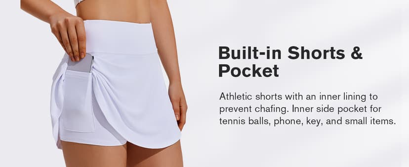 PINSPARK Tennis Skirts for Women Pleated Athletic Skort Lightweight Golf Skirts with Shorts Pocket Workout Pickleball