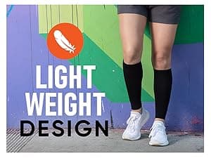 Calf Compression Sleeves for Men and Women - (1 Pair) Footless Compression Socks Support for Varicose Veins, Nursing, Pregnancy, Running - PhysFlex Leg Sleeve Brace for Shin Splints, Pain Relief and Reduces Swelling (Black, Medium)