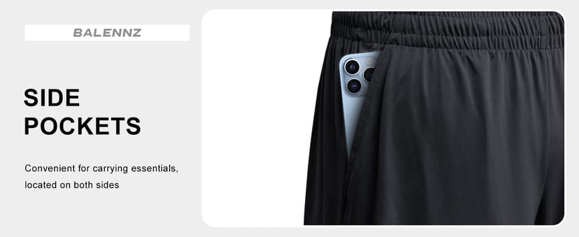 BALENNZ Athletic Shorts for Men with Pockets and Elastic Waistband Quick Dry Activewear