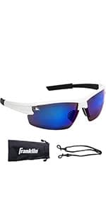 Franklin Sports Pickleball Sunglasses - All Sport UV Glasses for Tennis, Pickleball, Cycling, Rowing + More - Athletic Shades with Headband + Carry Bag, Red