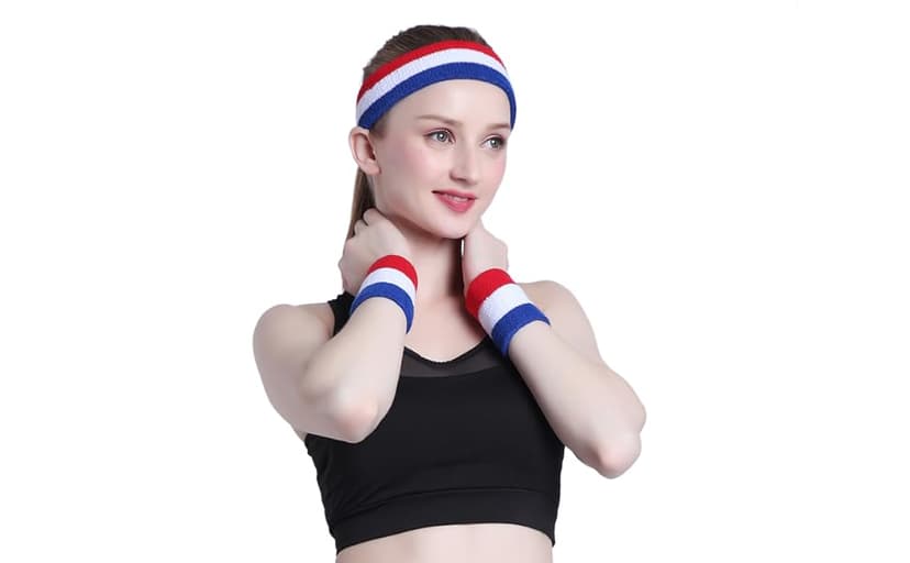 ONUPGO Sweatband Set Sports Headband Wristband Set Sweatbands Terry Cloth Wristband Wrist Sweatband Headbands Moisture Wicking Sweat Absorbing Head Band