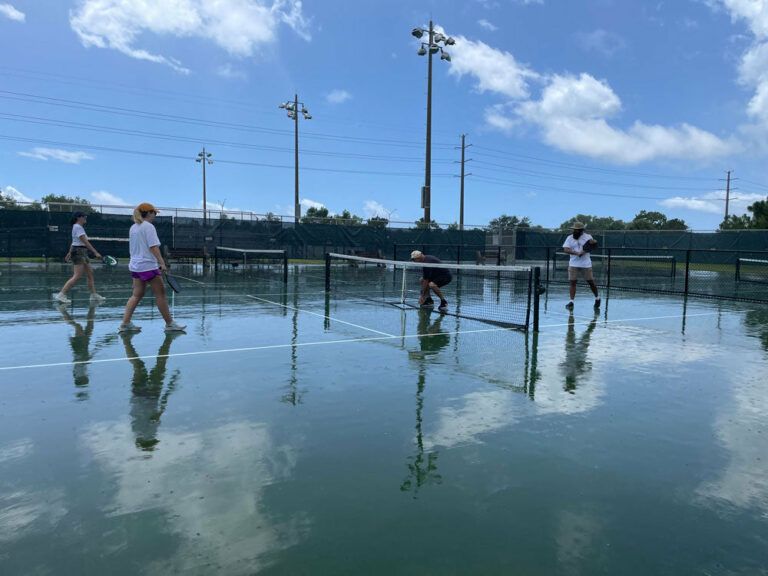 can you play pickleball in wet court